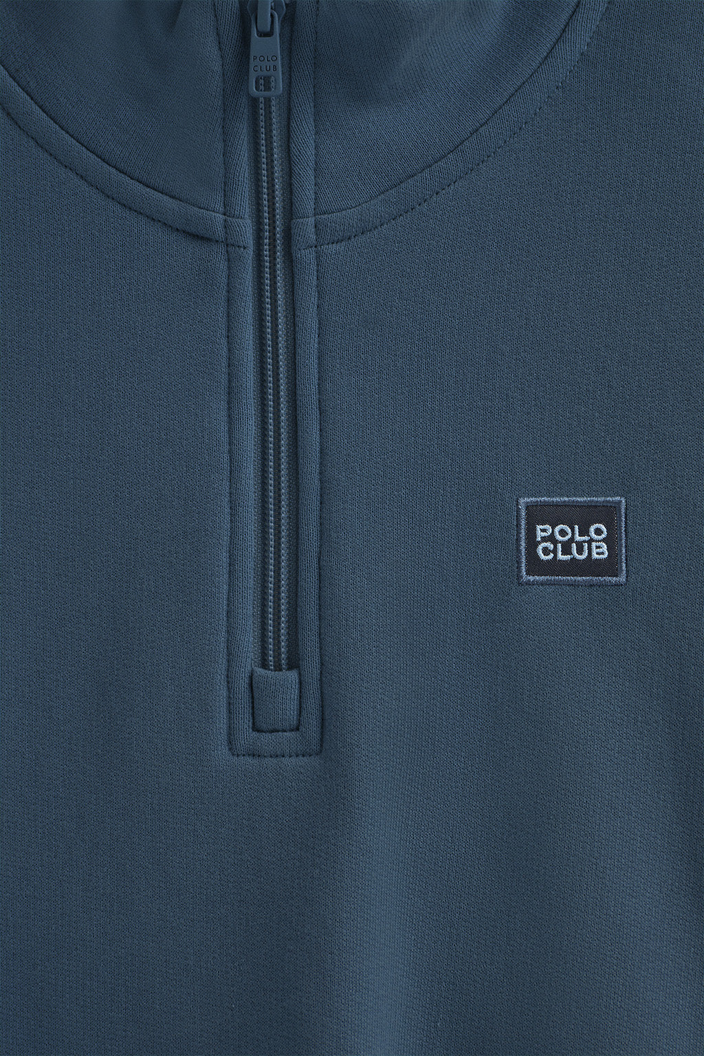 Denim-blue half-zip sweatshirt with high neck and Polo Club logo - Image 7