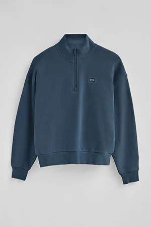 Denim-blue half-zip sweatshirt with high neck and Polo Club logo - Image 9