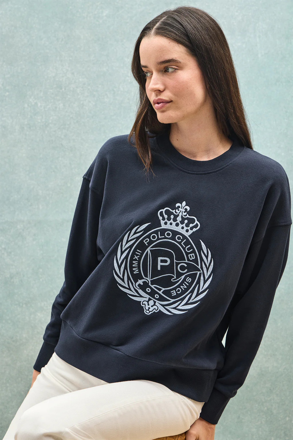 Navy-blue sweatshirt Syren with nautical embroidery