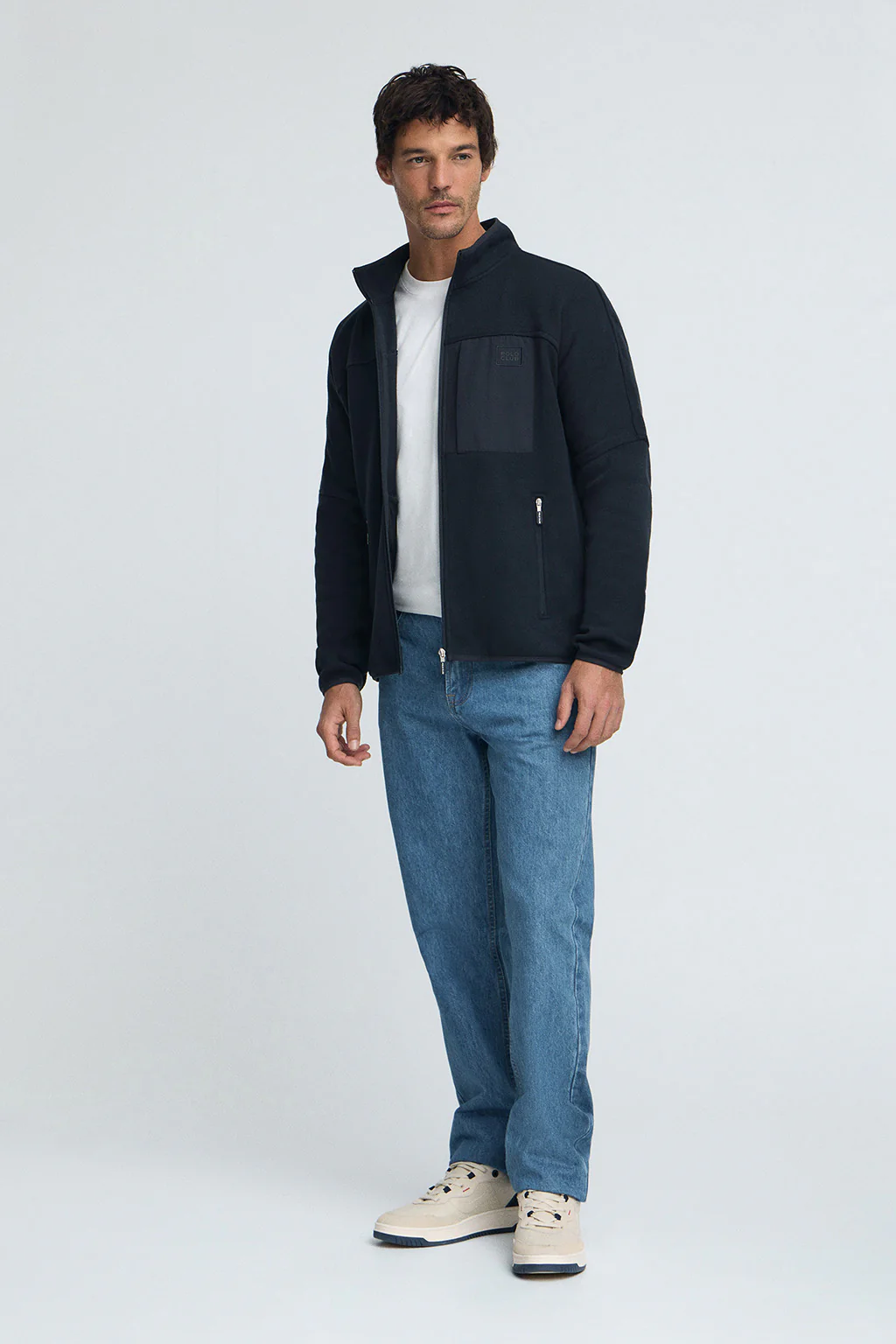 Navy-blue fleece sweatshirt with zip and Polo Club logo - Image 4