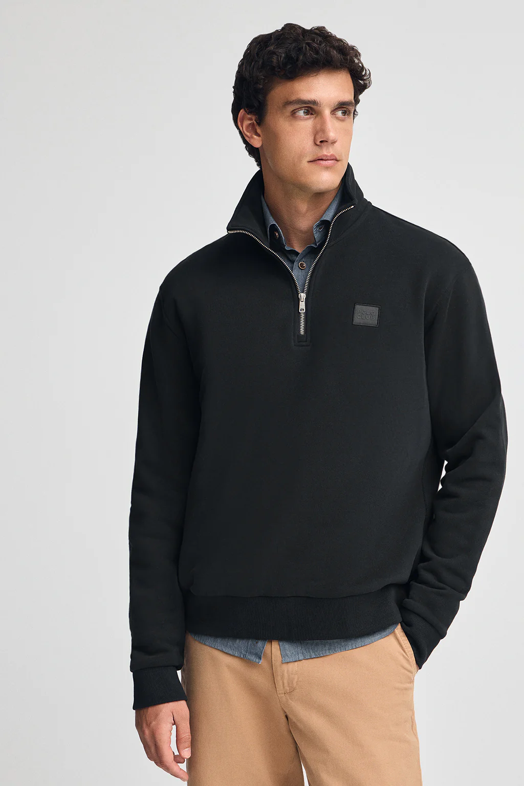 Black half-zip sweatshirt with Polo Club logo