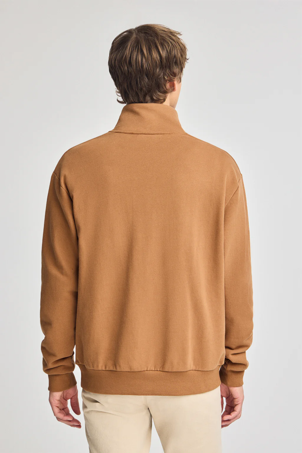 Camel half-zip relaxed sweatshirt with Polo Club detail - Image 2