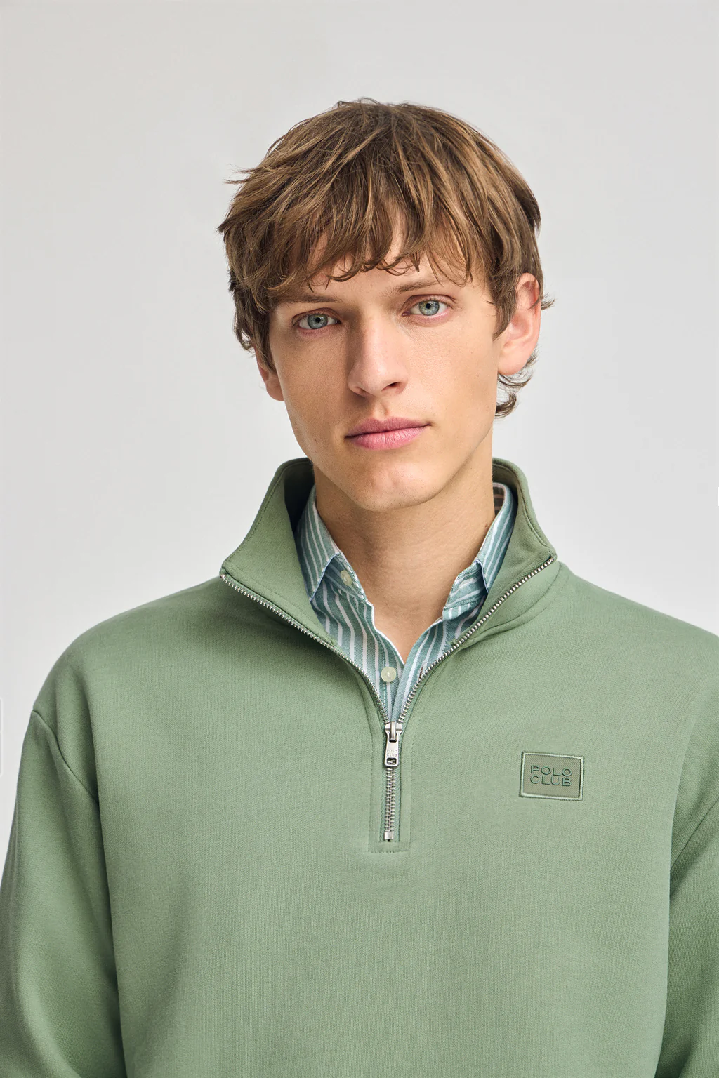 Jade-green half-zip relaxed sweatshirt with Polo Club detail - Image 3