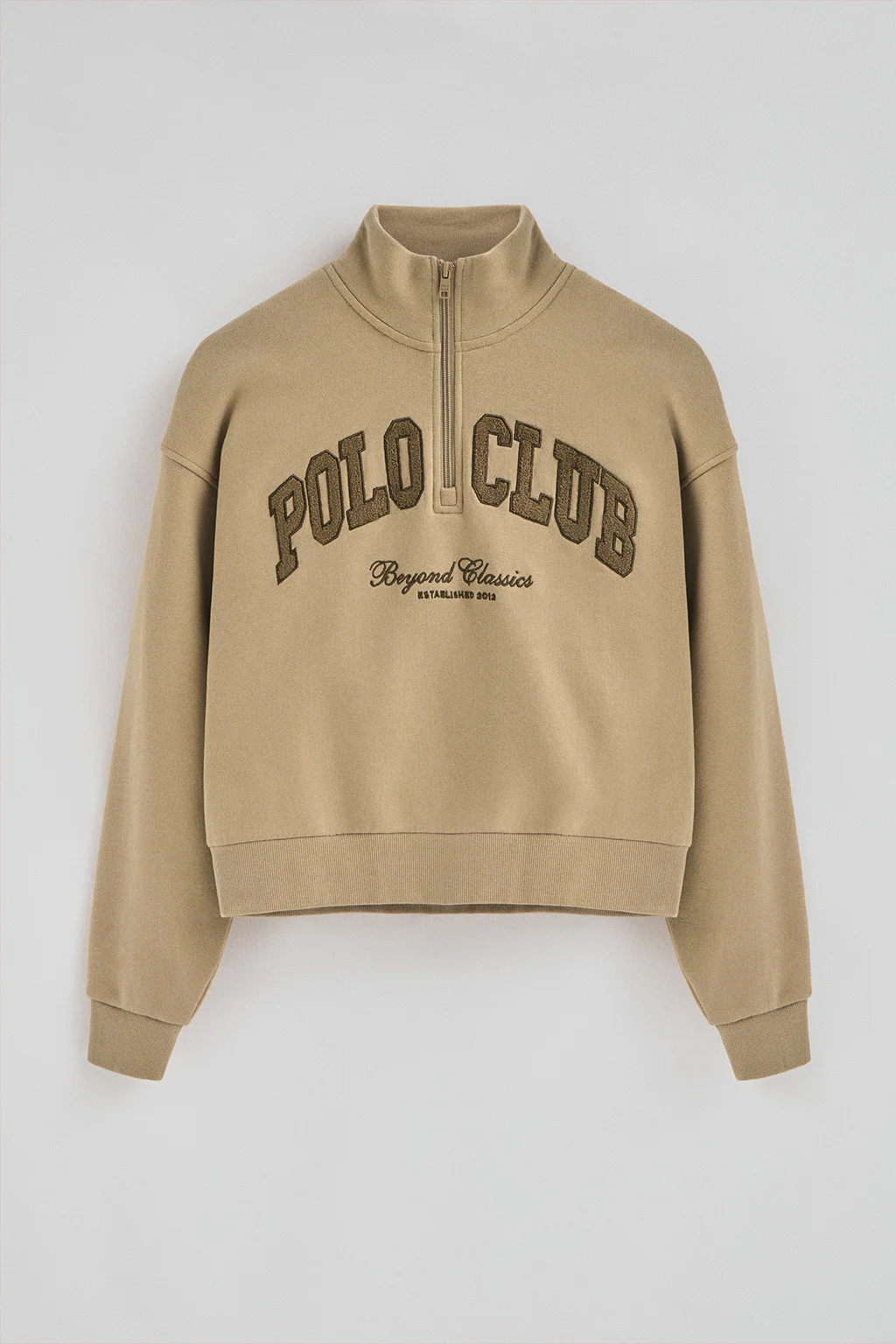 Light-brown sweatshirt with high neck and Established 2012 Polo Club logo - Image 9