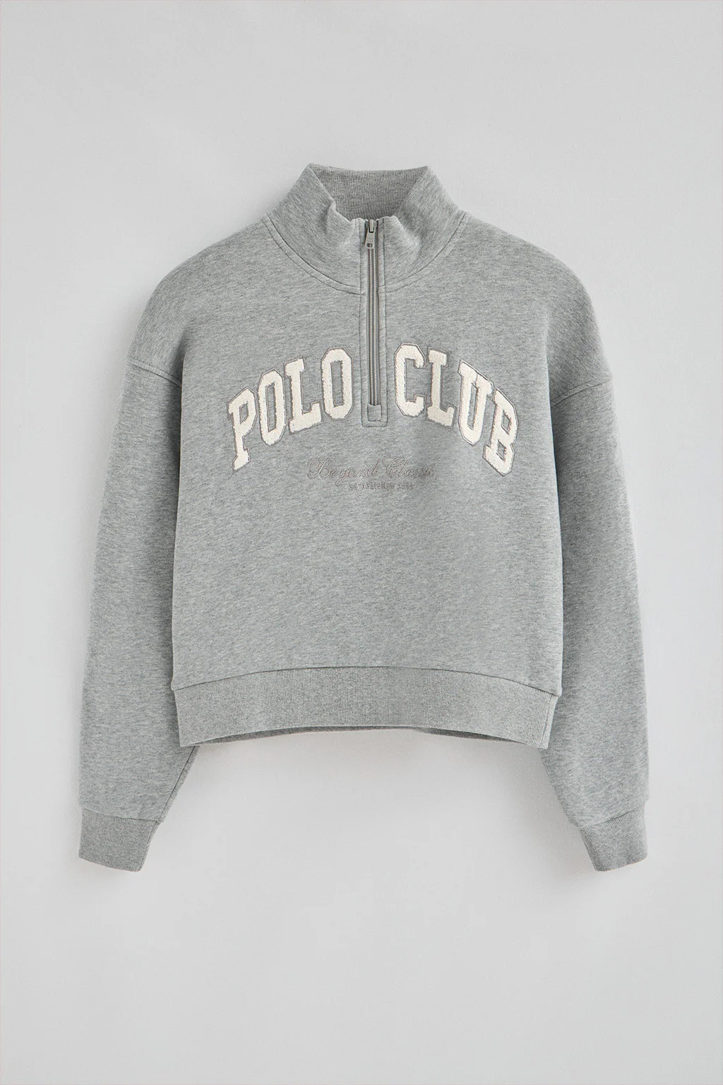 Grey-marl sweatshirt with high neck and Established 2012 Polo Club logo - Image 6