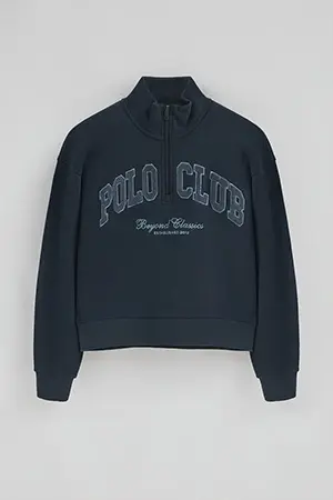 Navy-blue sweatshirt with high neck and Established 2012 Polo Club logo - Image 10