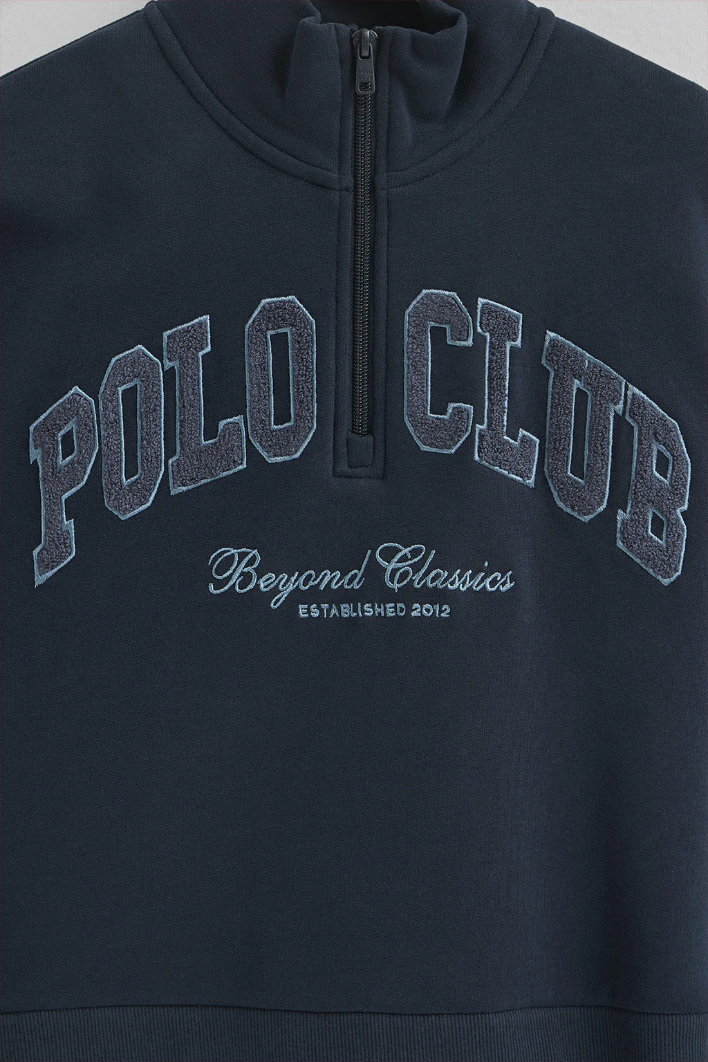 Navy-blue sweatshirt with high neck and Established 2012 Polo Club logo - Image 7