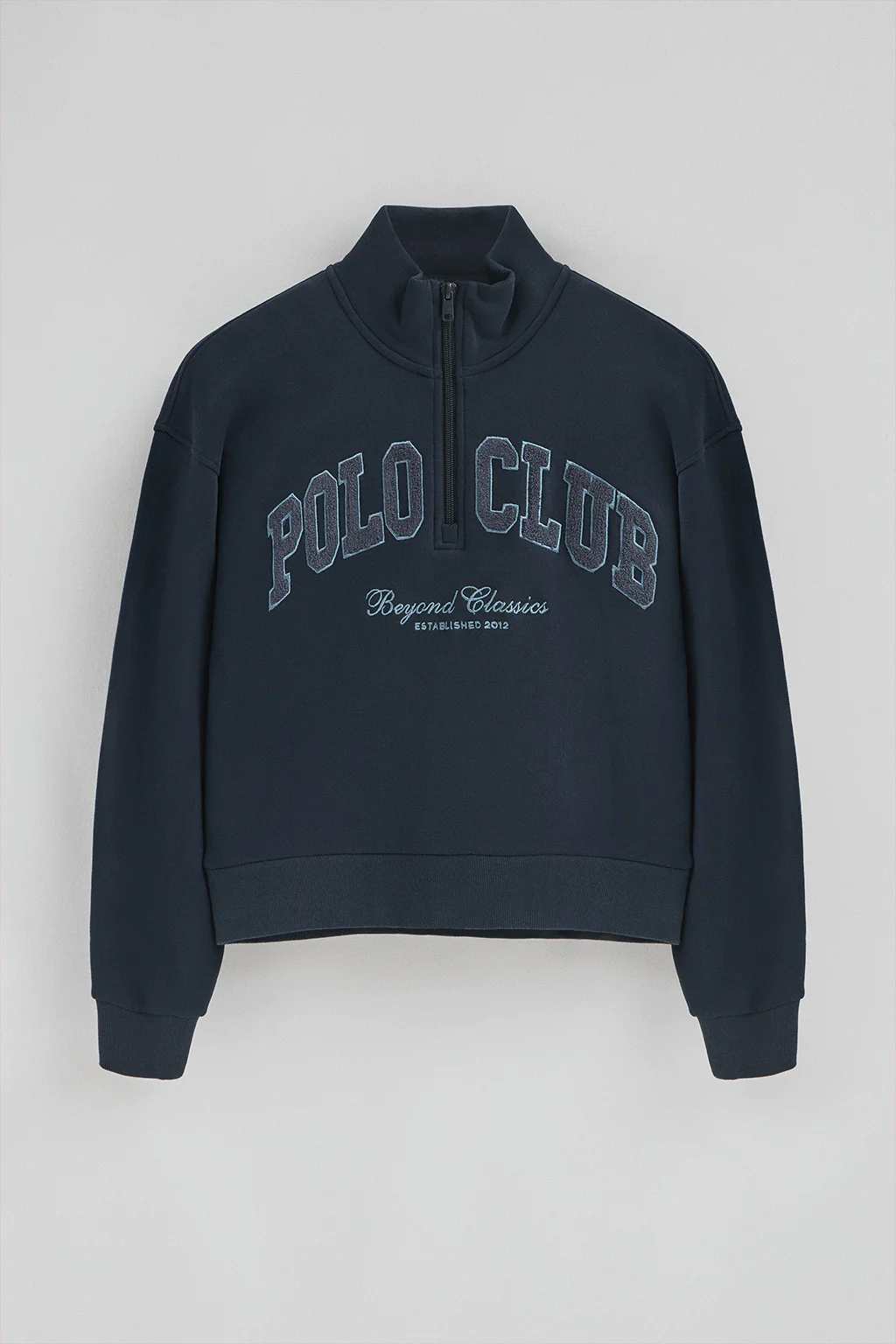 Navy-blue sweatshirt with high neck and Established 2012 Polo Club logo - Image 9