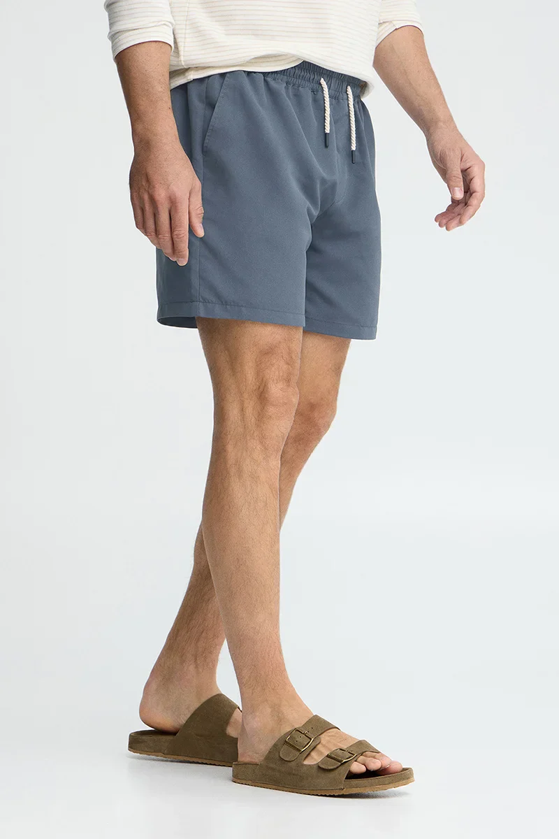 Denim-blue short swim shorts with Rigby Go logo - Image 4