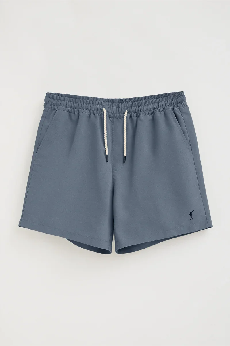 Denim-blue short swim shorts with Rigby Go logo - Image 6