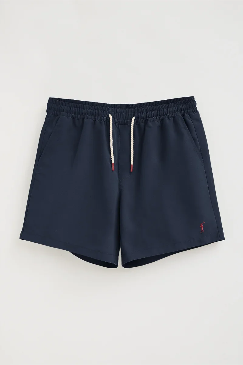 Navy-blue short swim shorts with Rigby Go logo - Image 11