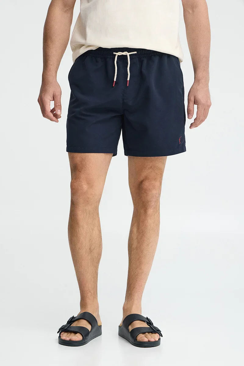 Navy-blue short swim shorts with Rigby Go logo - Image 2