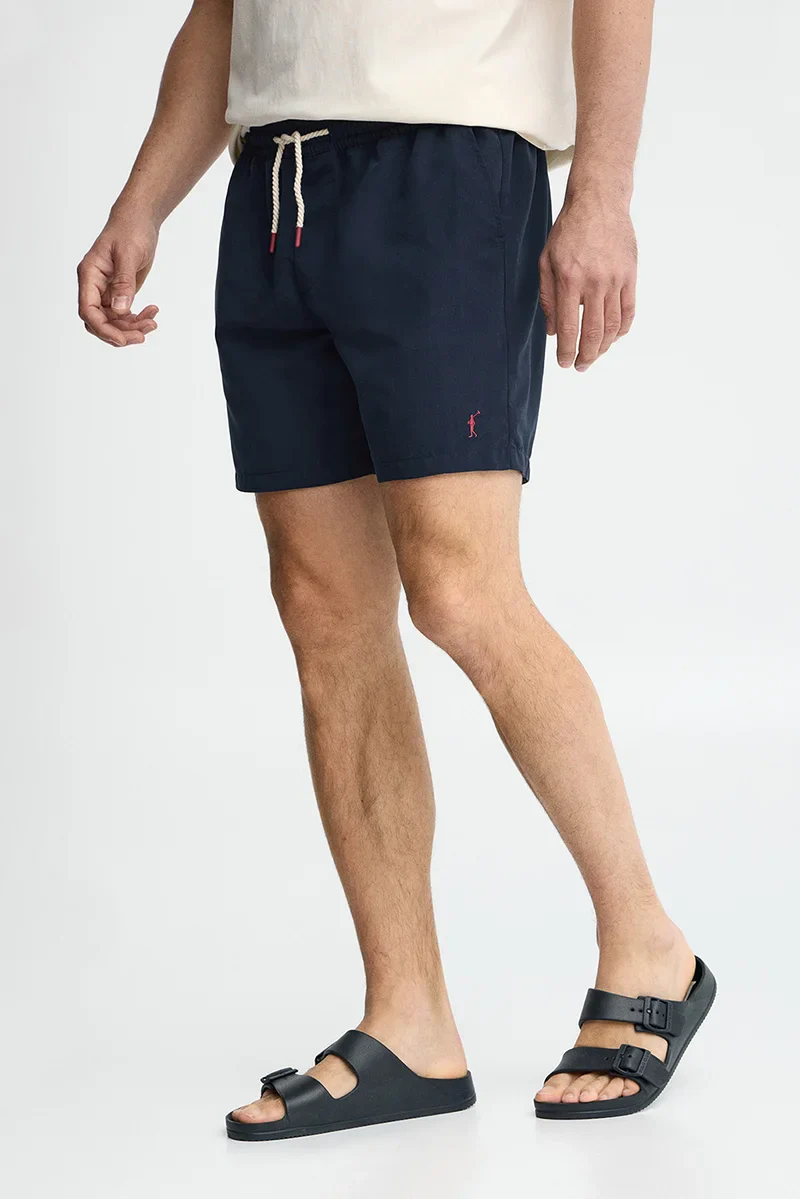 Navy-blue short swim shorts with Rigby Go logo - Image 4