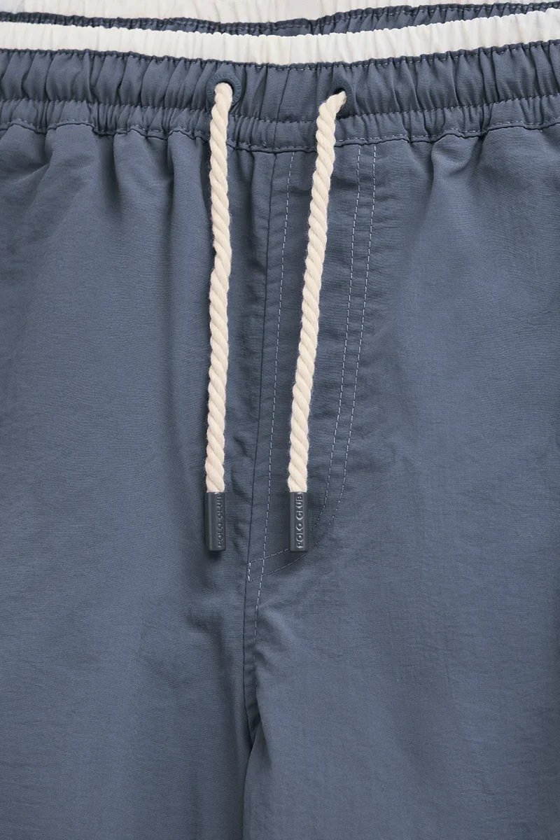 Denim-blue short swim shorts with washed effect and Polo Club embroidered logo - Image 7