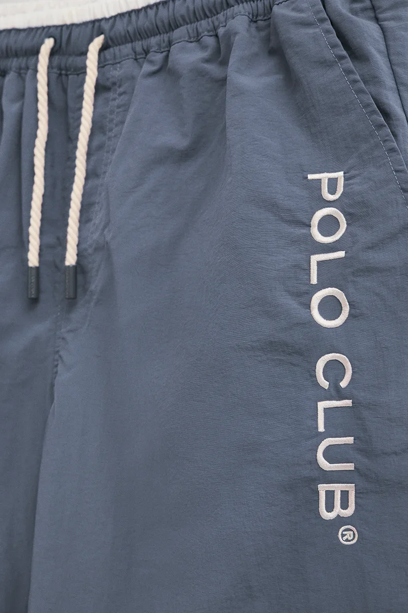 Denim-blue short swim shorts with washed effect and Polo Club embroidered logo - Image 8