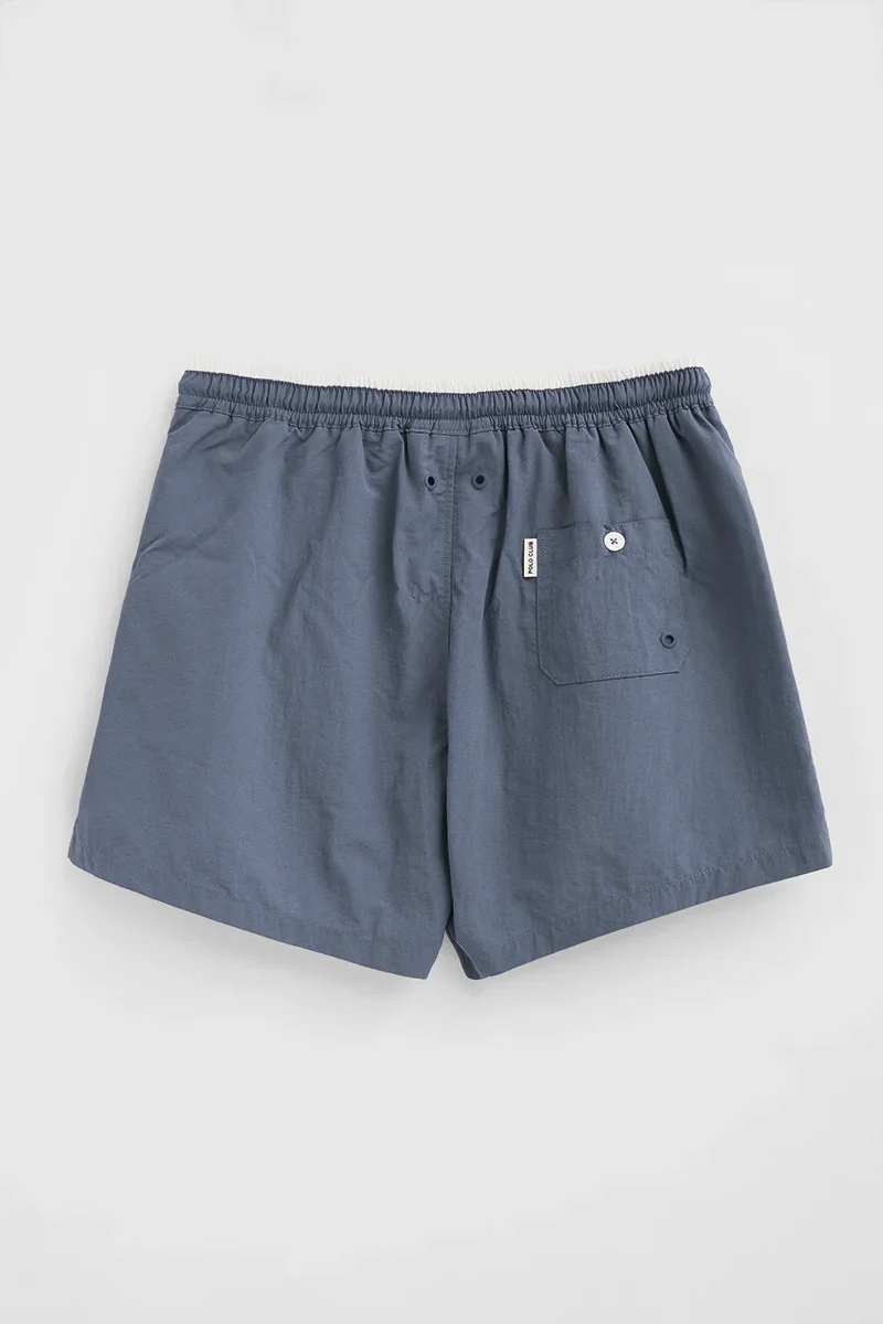Denim-blue short swim shorts with washed effect and Polo Club embroidered logo - Image 9