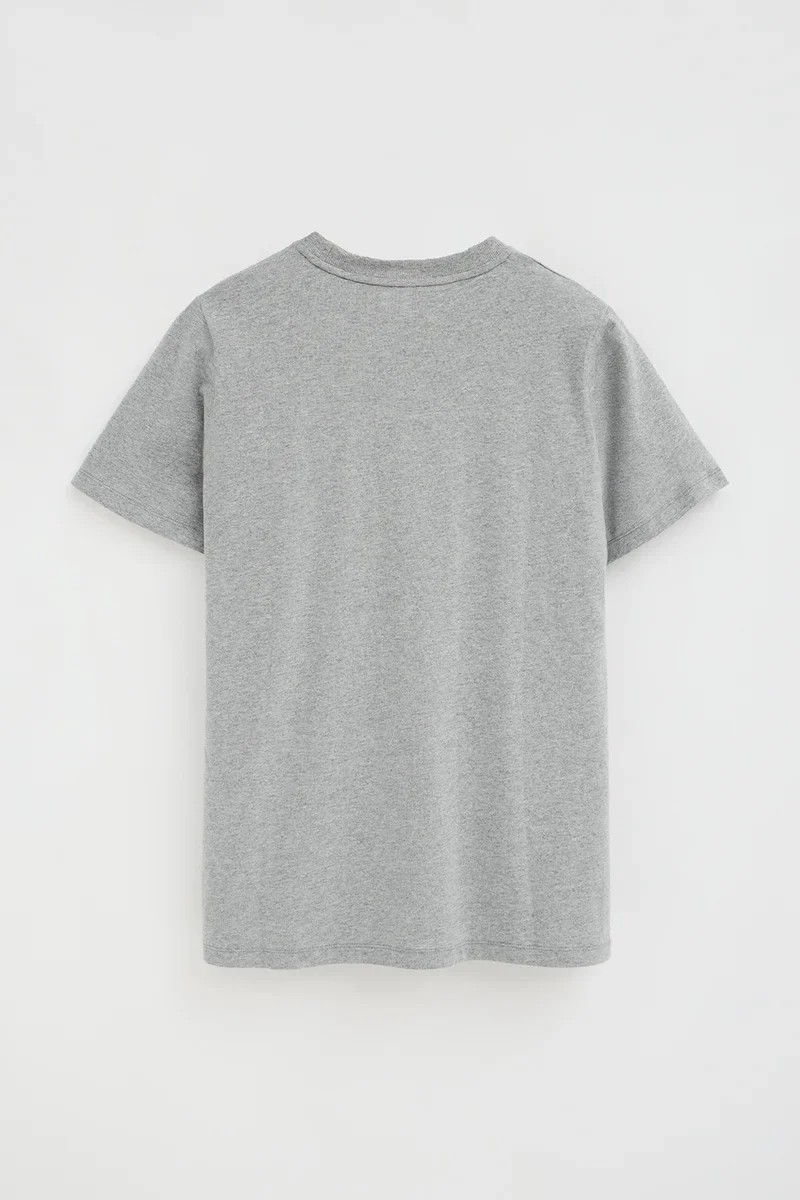 Grey-marl straight-fit T-shirt with Polo Club patch - Image 3