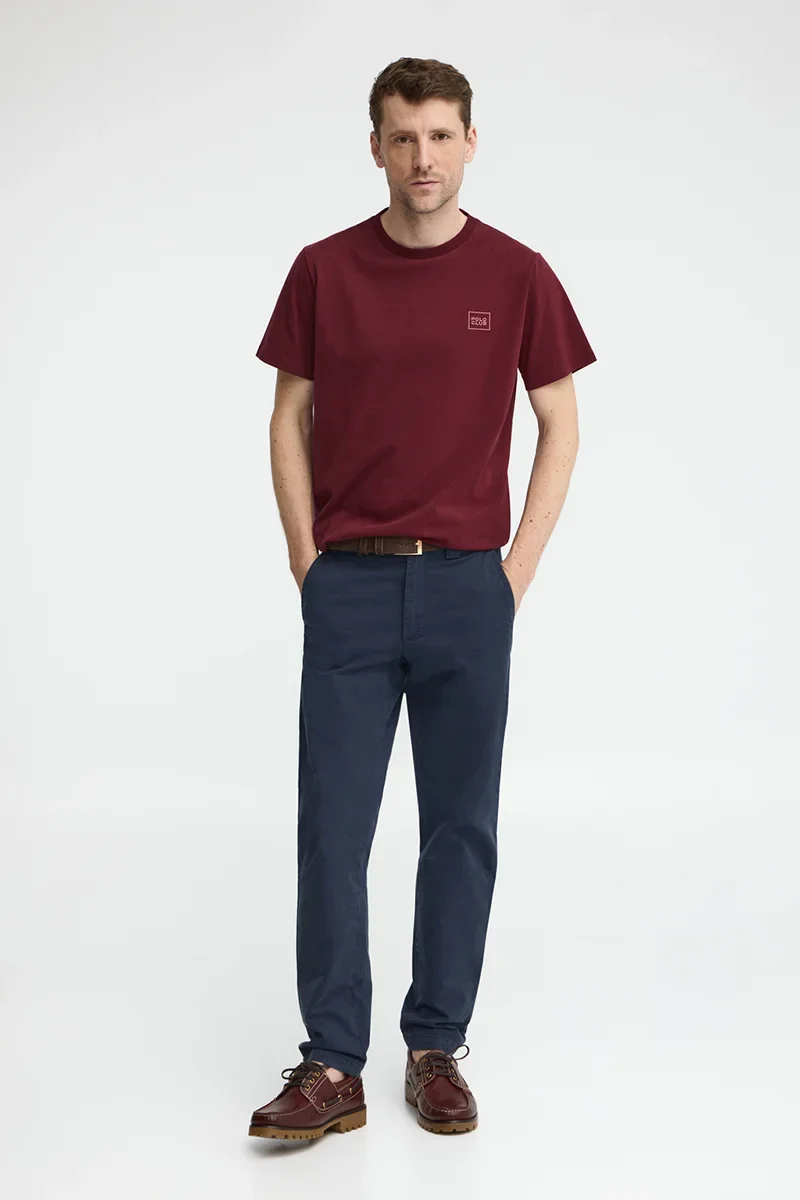 Maroon straight-fit T-shirt with Polo Club patch - Image 2