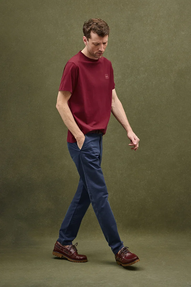 Maroon straight-fit T-shirt with Polo Club patch - Image 4