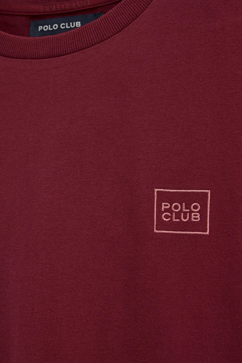 Maroon straight-fit T-shirt with Polo Club patch - Image 7
