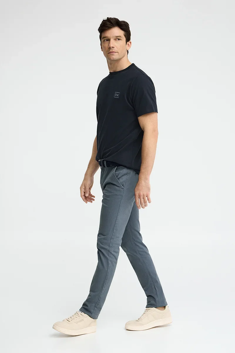 Navy-blue straight-fit T-shirt with Polo Club patch - Image 4