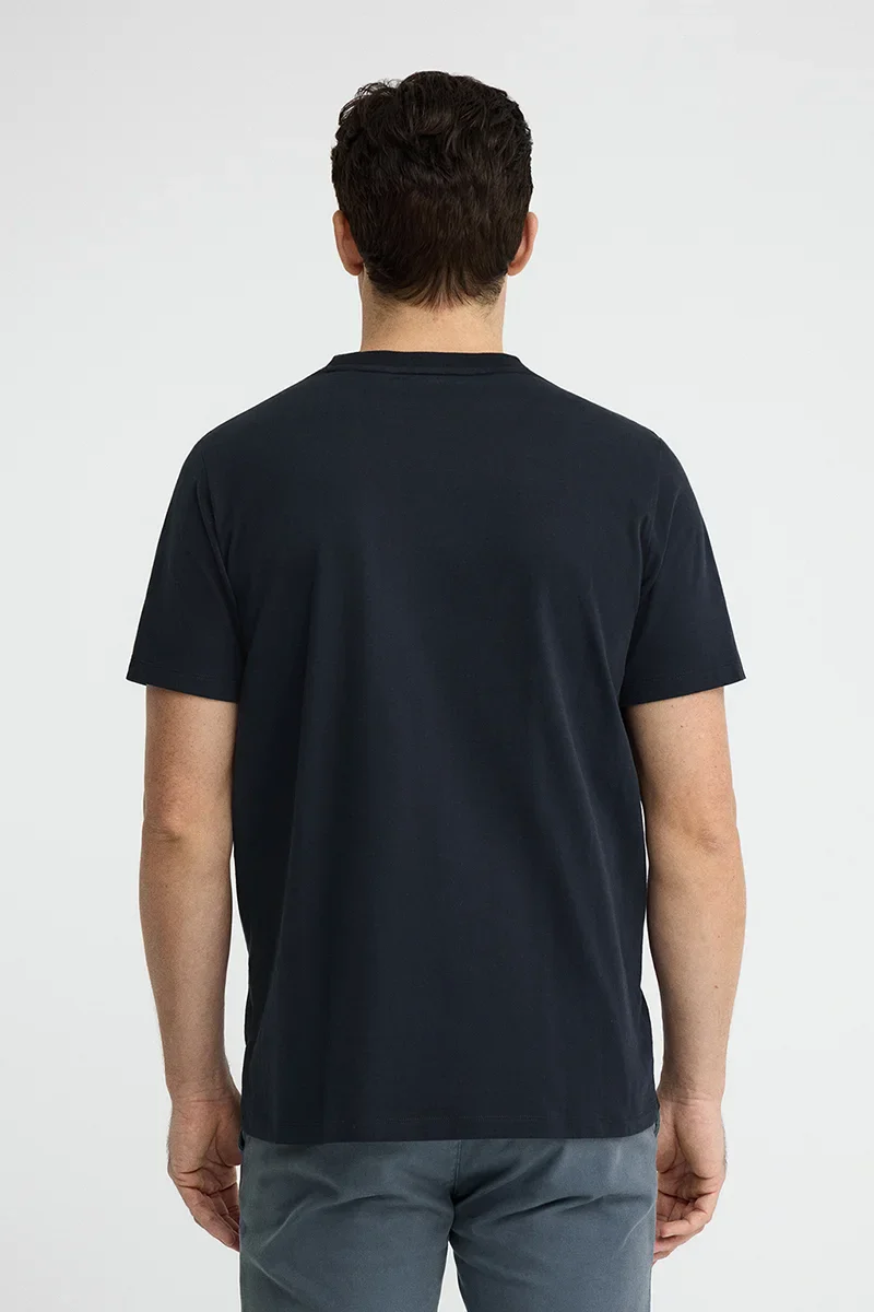Navy-blue straight-fit T-shirt with Polo Club patch - Image 5