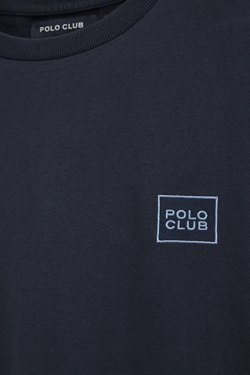 Navy-blue straight-fit T-shirt with Polo Club patch - Image 7