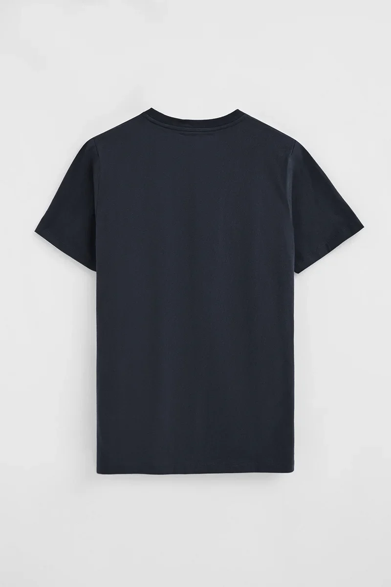 Navy-blue straight-fit T-shirt with Polo Club patch - Image 8