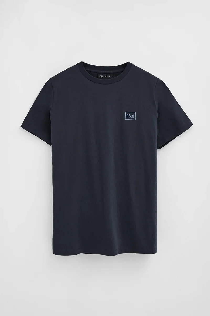 Navy-blue straight-fit T-shirt with Polo Club patch - Image 9