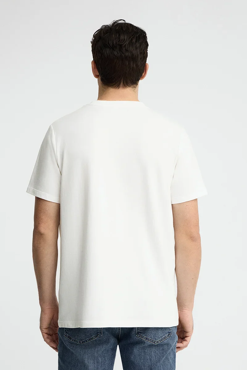 White round-neck T-shirt with Polo Club patch - Image 5