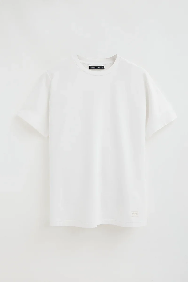 White round-neck T-shirt with Polo Club patch - Image 6