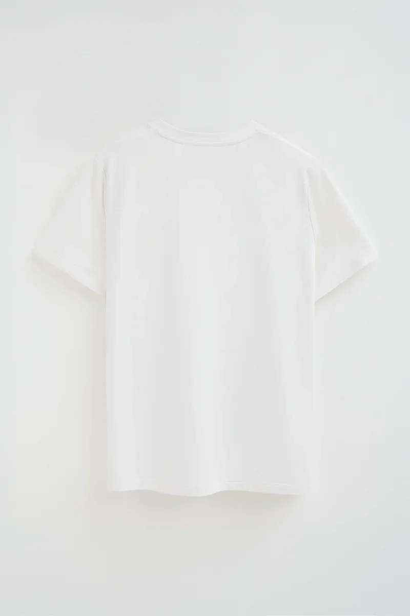 White round-neck T-shirt with Polo Club patch - Image 8