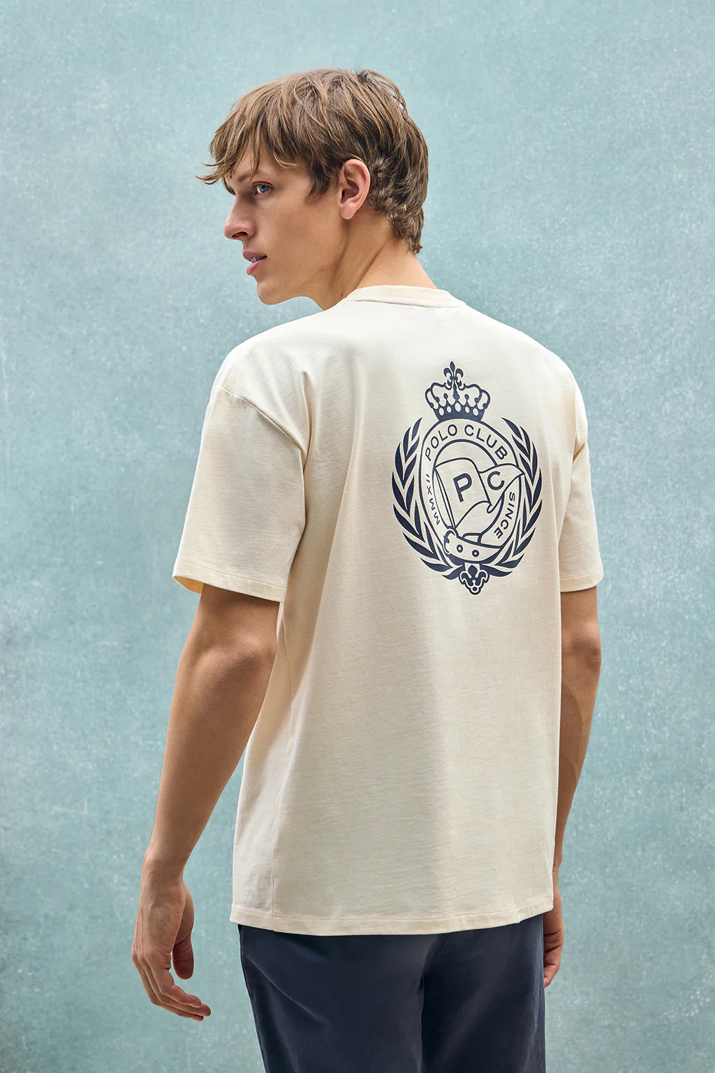 Nude round-neck T-shirt with nautical print - Image 2