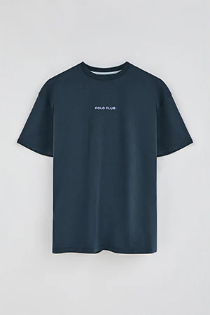 Navy-blue round-neck T-shirt with nautical print - Image 10