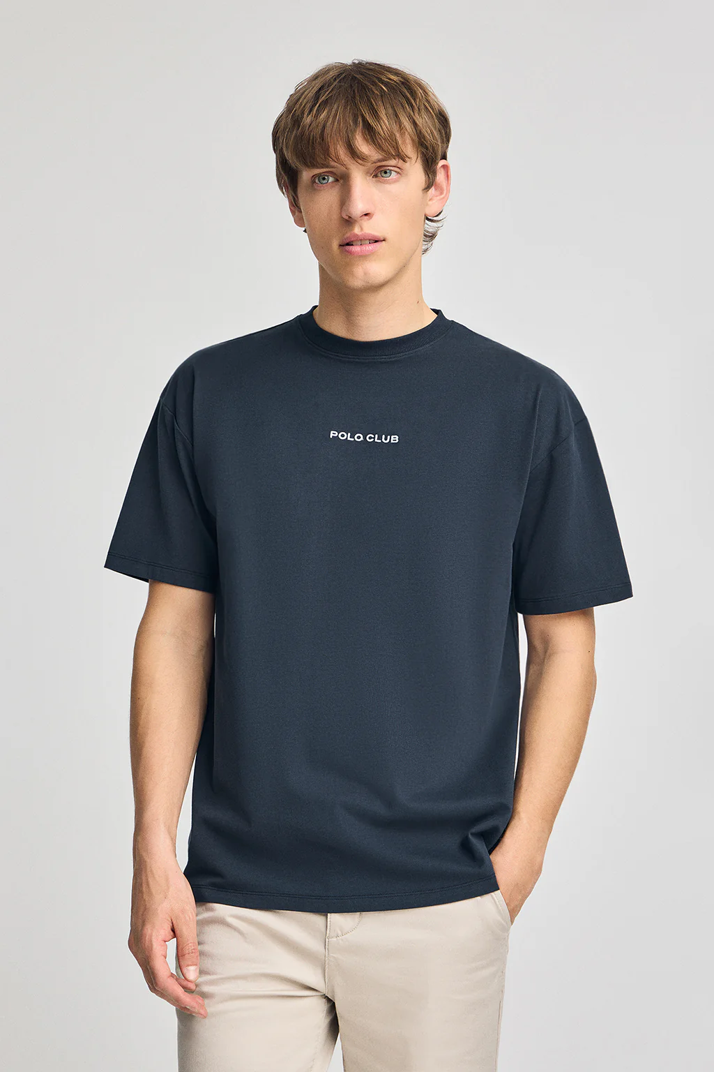 Navy-blue round-neck T-shirt with nautical print - Image 2