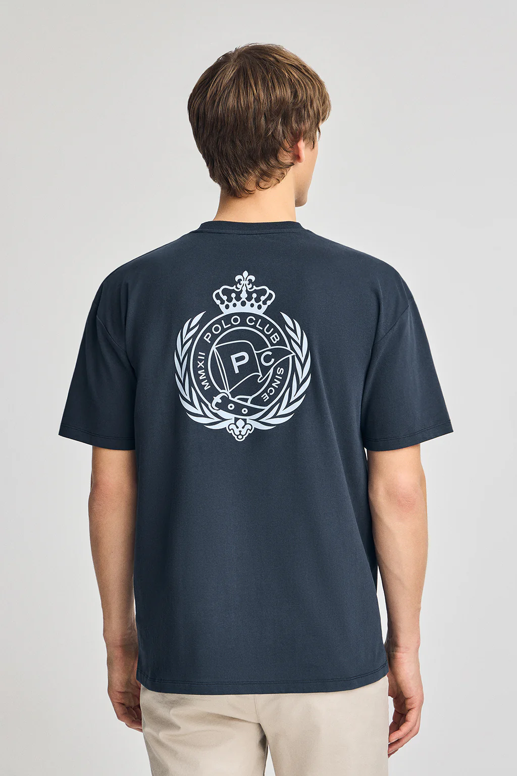 Navy-blue round-neck T-shirt with nautical print - Image 5