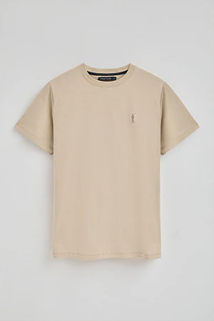 Beige T-shirt with Rigby Go rubber logo - Image 9