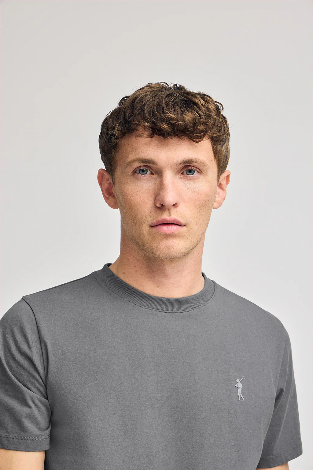 Asphalt-grey round-neck T-shirt with Rigby Go rubber embroidery - Image 2