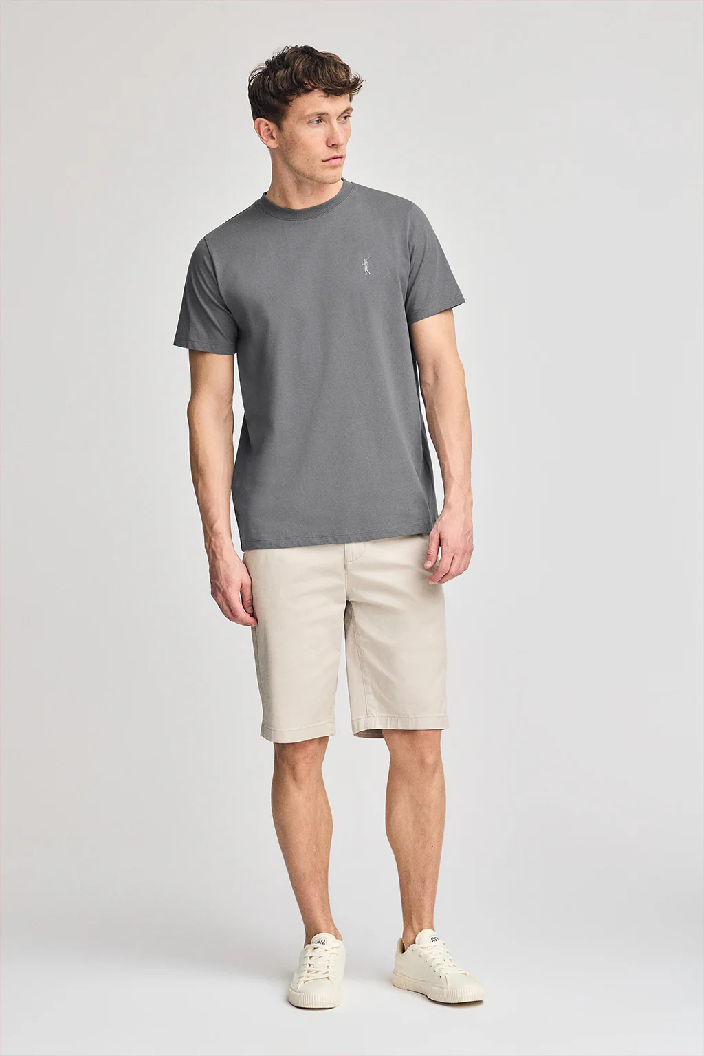 Asphalt-grey round-neck T-shirt with Rigby Go rubber embroidery - Image 3
