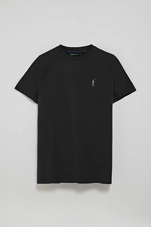Black round-neck T-shirt with Rigby Go rubber embroidery - Image 8