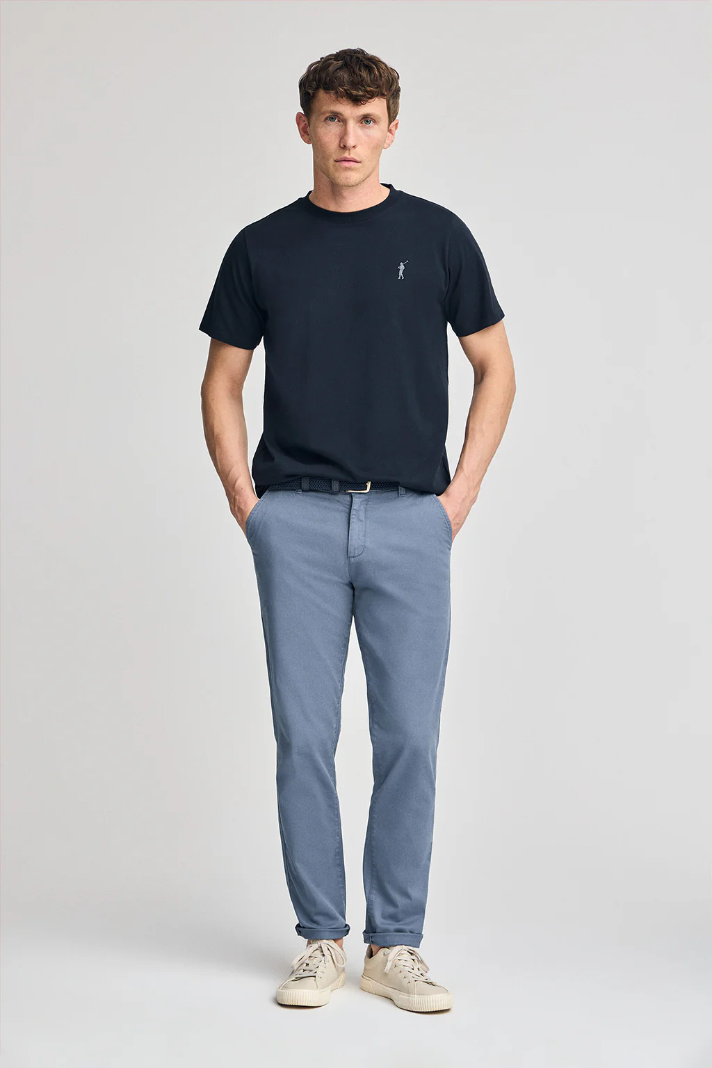 Navy-blue round-neck T-shirt with Rigby Go rubber embroidery - Image 4