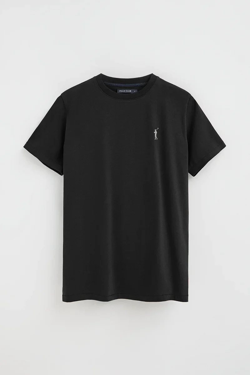 Black short-sleeve T-shirt with Rigby Go rubberised logo - Image 5