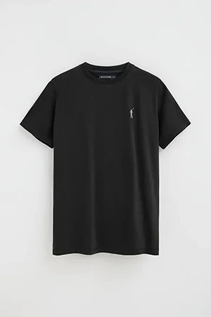 Black short-sleeve T-shirt with Rigby Go rubberised logo - Image 9