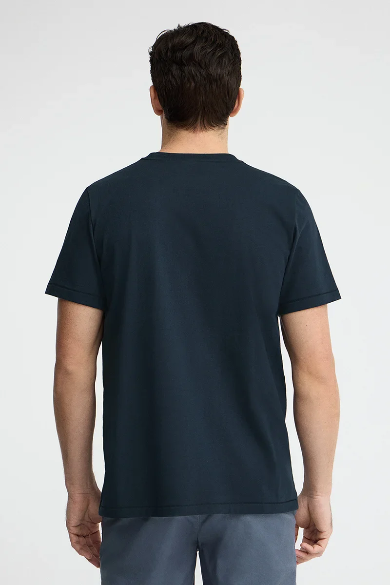 Navy-blue short-sleeve T-shirt with Rigby Go rubberised logo - Image 5