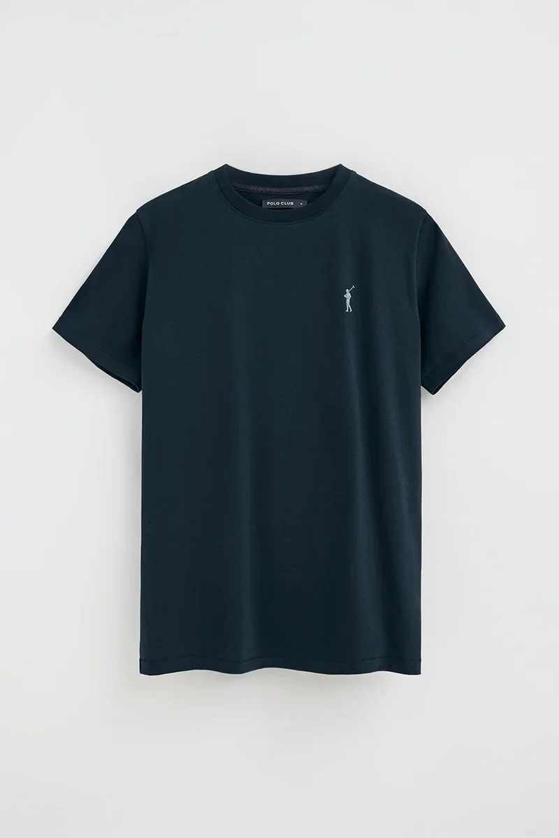 Navy-blue short-sleeve T-shirt with Rigby Go rubberised logo - Image 6