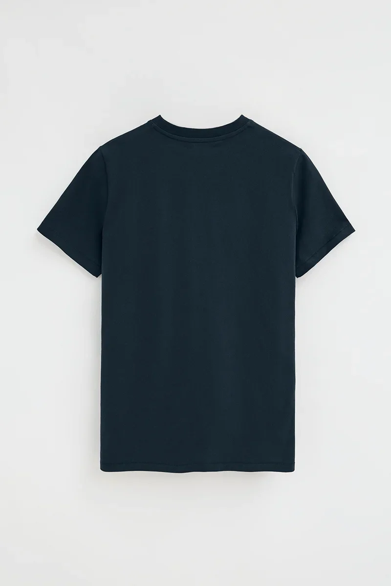 Navy-blue short-sleeve T-shirt with Rigby Go rubberised logo - Image 8