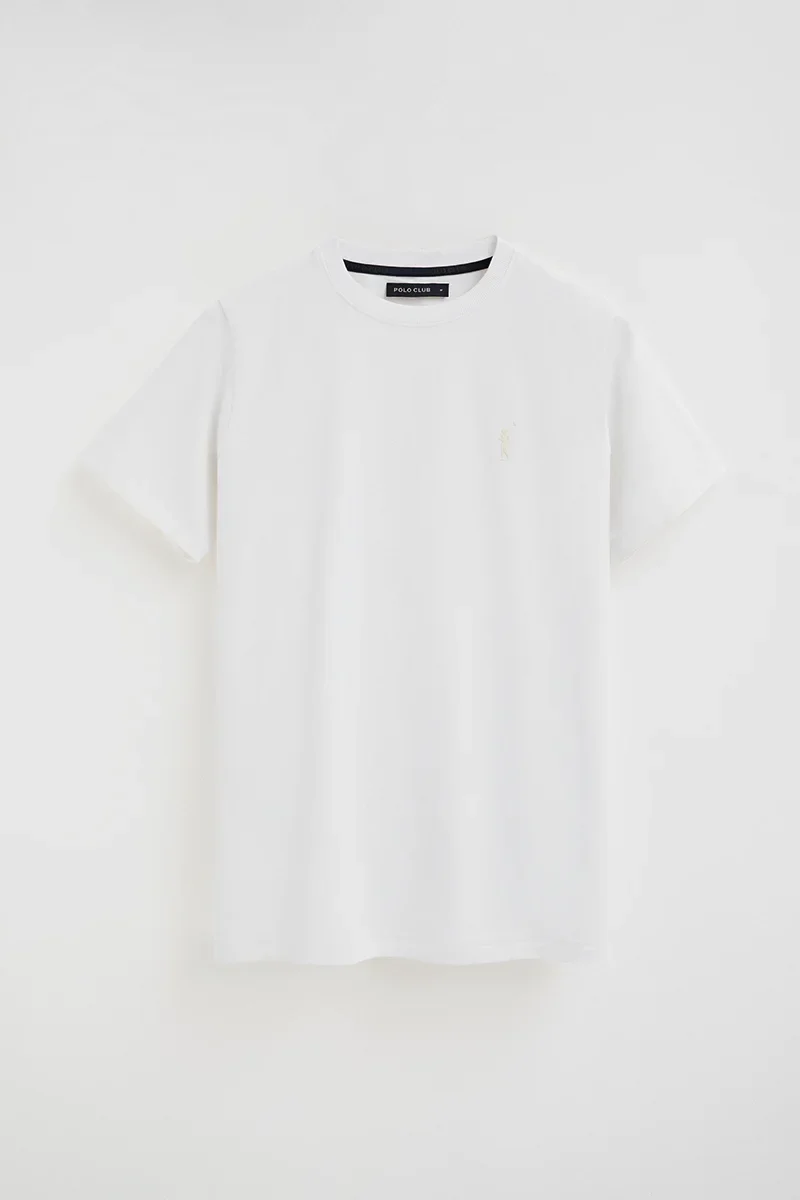 White short-sleeve T-shirt with Rigby Go rubberised logo - Image 4