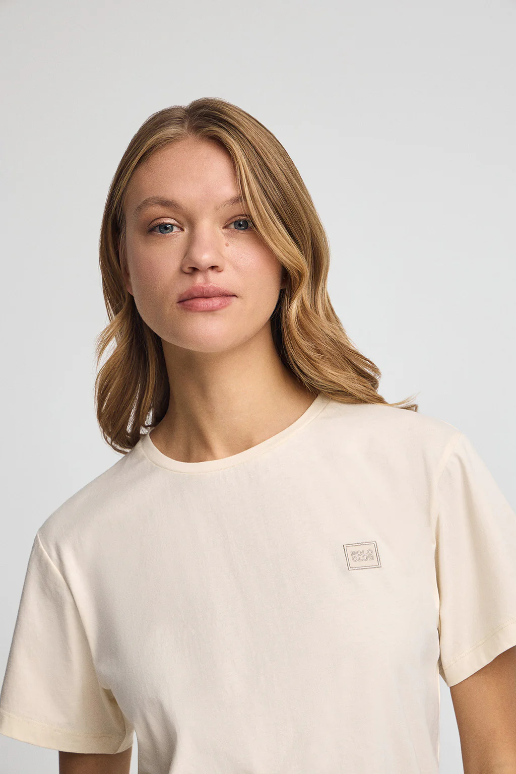 Nude straight-fit T-shirt with Polo Club branded patch