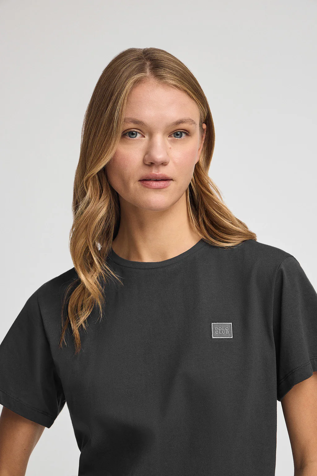Dark-grey straight-fit T-shirt with Polo Club branded patch - Image 3