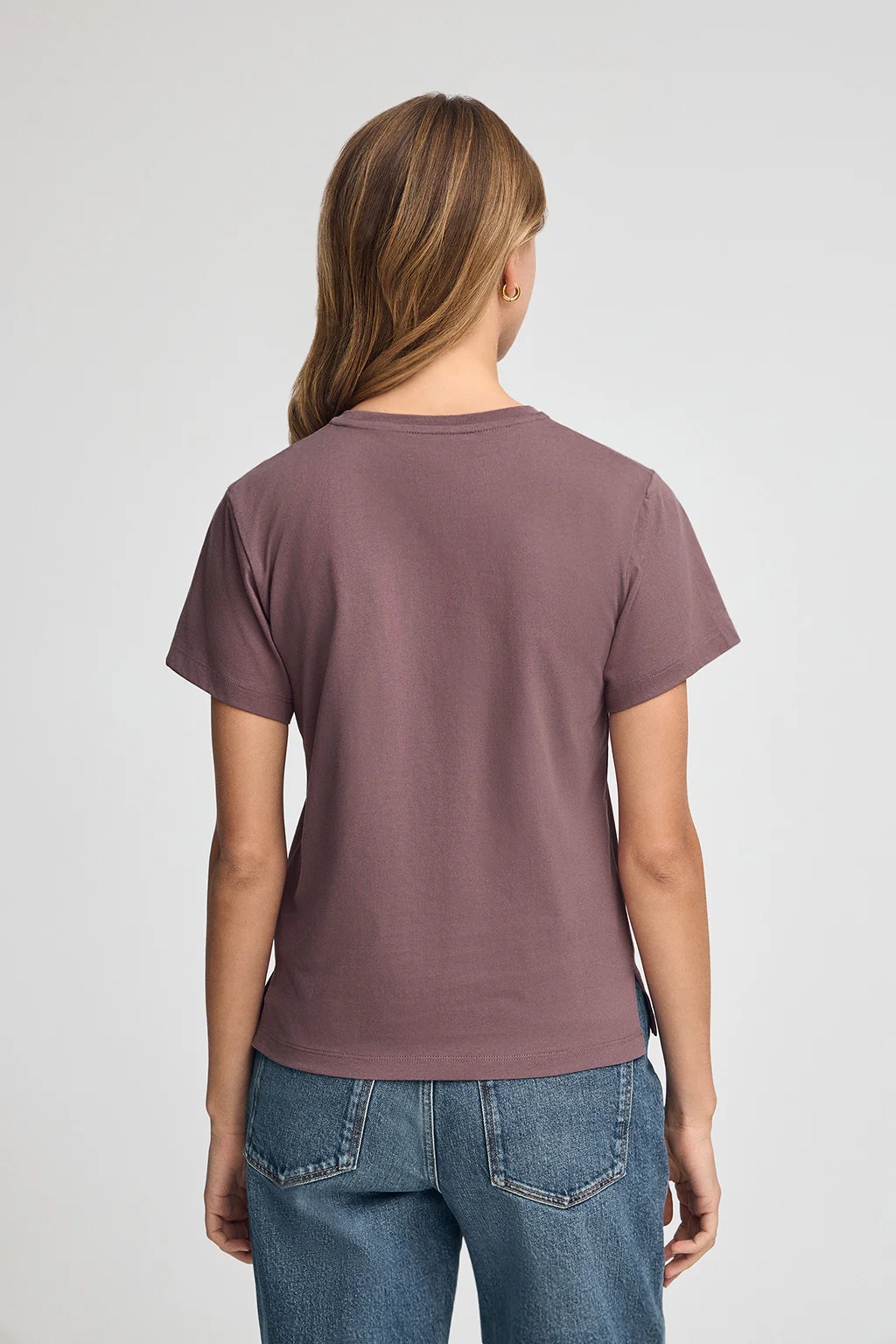 Taupe-pink straight-fit T-shirt with Polo Club branded patch - Image 5
